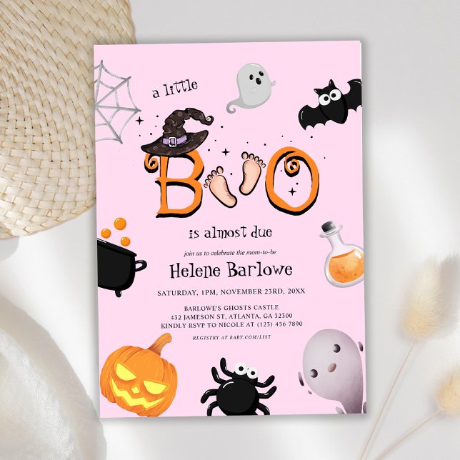 Pink Little Boo Halloween Kinderdusche Einladung (Pink Little Boo Halloween Baby Shower Invitation)