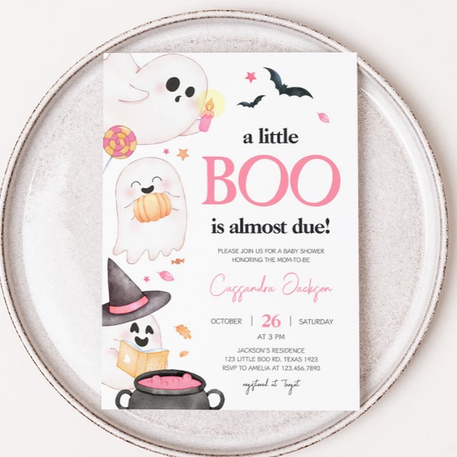 Pink Little Boo Halloween Kinderdusche Einladung (Pink Little Boo Invitation 
)