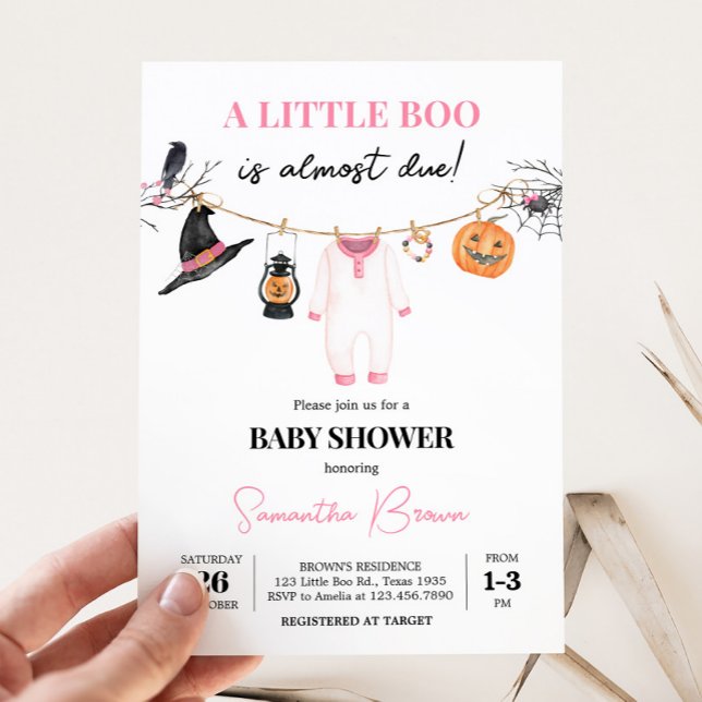 Pink Little Boo Halloween Kinderdusche Einladung (Halloween Baby Clothes Baby Shower Invitation
)