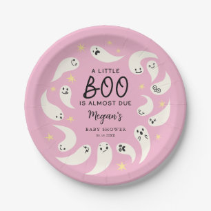 Pink Little Boo October Babydusche Pappteller