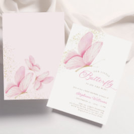 Pink Little Butterfly Baby Dusche Einladung