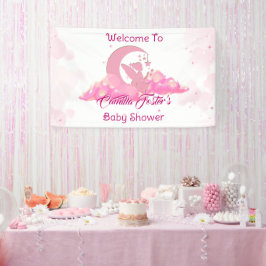 Pink Little Fairy in Clouds Baby Dusche Empfang Banner