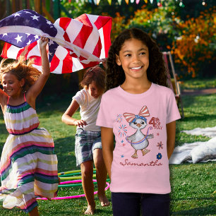 Pink Little Girl Albern Gänse 4. Juli T-Shirt