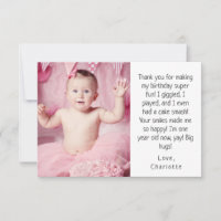 Pink Little Girl's 1. Geburtstag Danke Foto