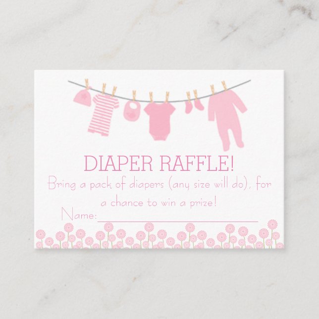 Pink Little Kleidung Diaper Raffle Tickets Begleitkarte (Vorderseite)