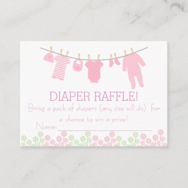 Pink Little Kleidung Diaper Raffle Tickets Begleitkarte (Vorderseite)