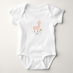 Pink Little Llama Baby Bodysuit Strampler