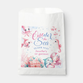 Pink Little Mermaid Niedlich Ocean Girl 1. Geburts Geschenktütchen