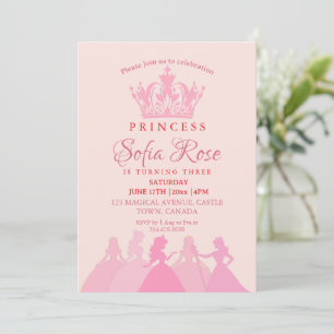 Pink Little Princess Crown Geburtstag Einladung