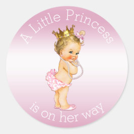 Pink Little Princess Pearls Baby Dusche Runder Aufkleber