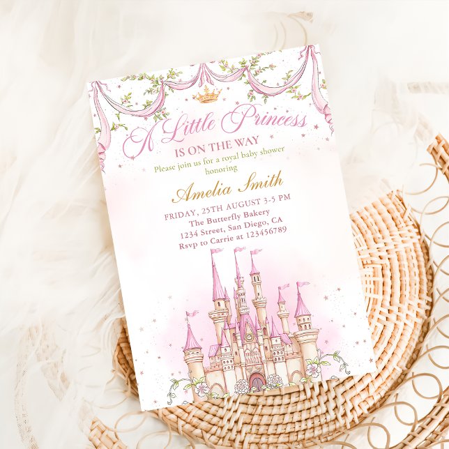 Pink Little Princess Royal Castle Babydusche Einladung (Von Creator hochgeladen)