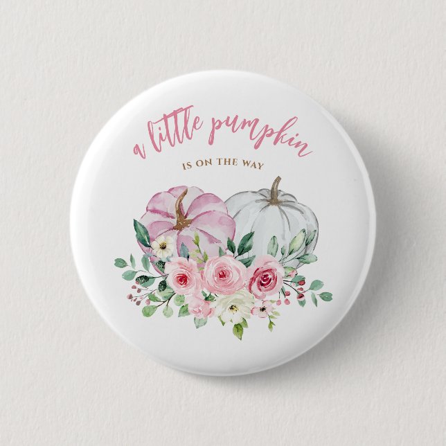 Pink Little Pumpkin Baby Dusche Button (Vorderseite)