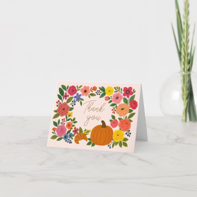 Pink Little Pumpkin Baby Dusche Dankeskarte (Vorderseite)