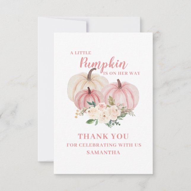 Pink Little Pumpkin Baby Dusche Dankeskarte (Vorderseite)
