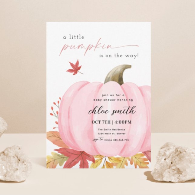 Pink Little Pumpkin Baby Dusche Einladung (Von Creator hochgeladen)
