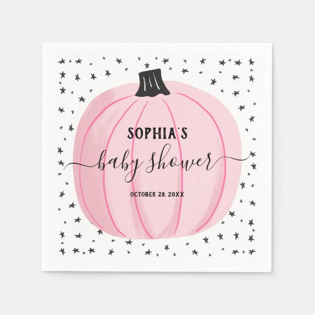 Pink Little Pumpkin Baby Dusche Napkins Serviette (Vorderseite)