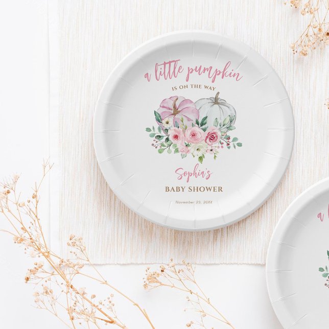 Pink Little Pumpkin Baby Dusche Pappteller (Von Creator hochgeladen)