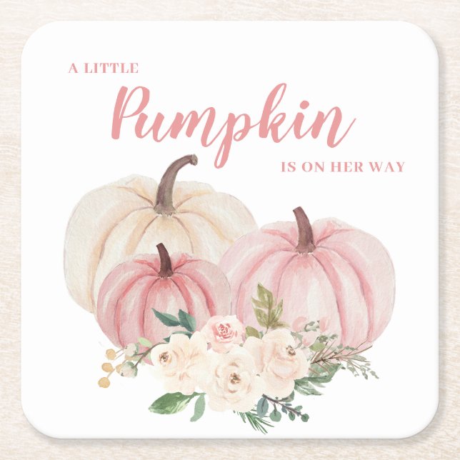 Pink Little Pumpkin Baby Dusche Rechteckiger Pappuntersetzer (Vorderseite)