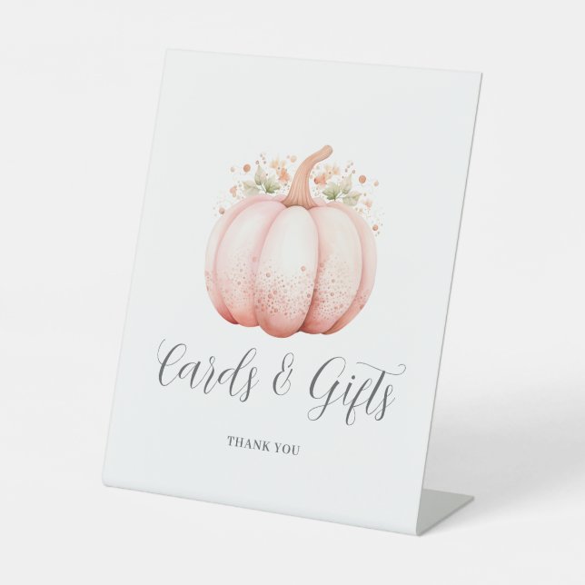 Pink Little Pumpkin Baby Duschkarten Geschenke Sockelschild (Vorderseite)