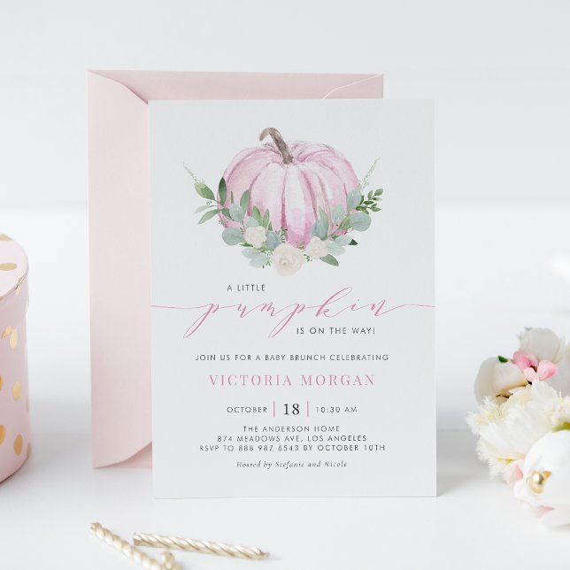 Pink Little Pumpkin Es ist ein Girl Autumn Baby Br Einladung (Von Creator hochgeladen)