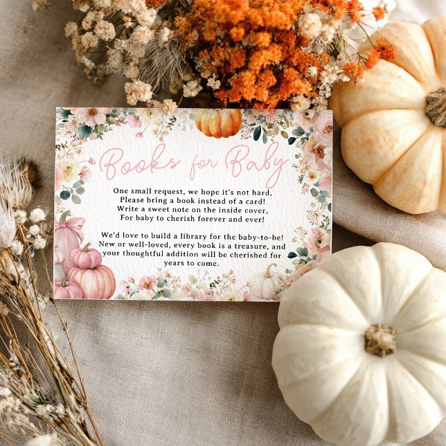 Pink Little Pumpkin Fall Floral Books for Baby Begleitkarte (Pink Little Pumpkin Fall Floral Books for Baby Enclosure Card)
