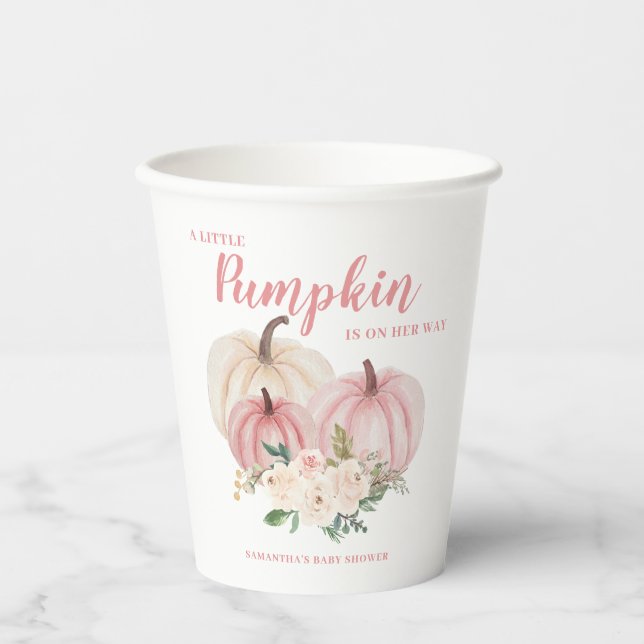Pink Little Pumpkin Girl Babydusche Pappbecher (Vorderseite)