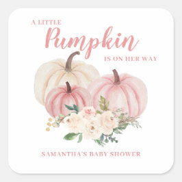 Pink Little Pumpkin Girl Babydusche Quadratischer Aufkleber