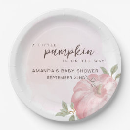 Pink Little Pumpkin Herbst Babydusche Pappteller
