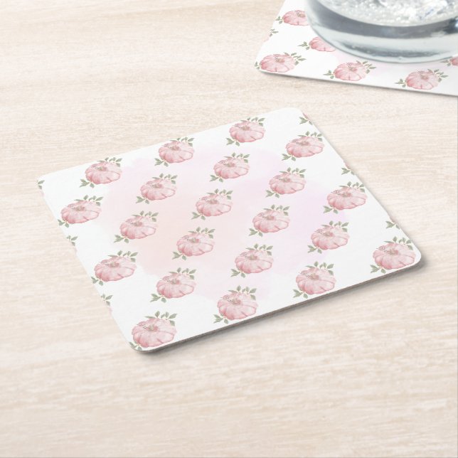 Pink Little Pumpkin Muster Autumn Baby Dusche Rechteckiger Pappuntersetzer (angewinkelt)