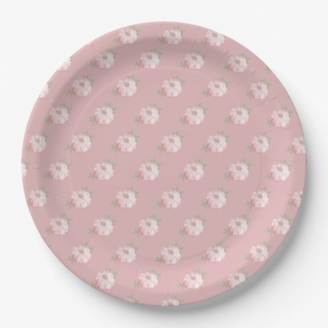 Pink Little Pumpkin Pattern Fall Baby Dusche Pappteller (Vorderseite)