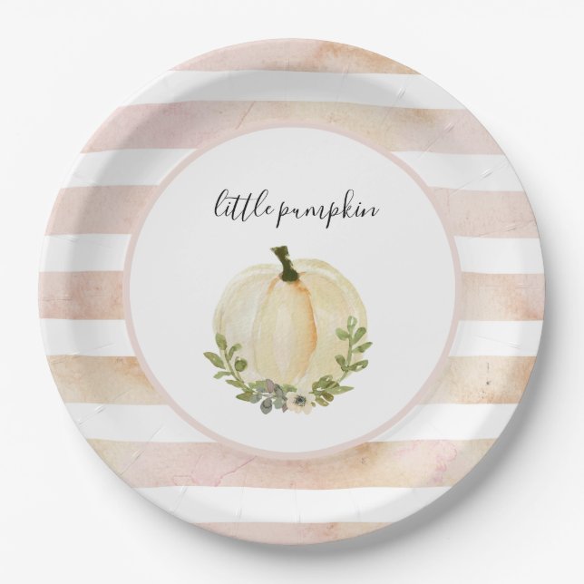 Pink Little Pumpkin Teller Rustic Fall Baby Dusche (Vorderseite)