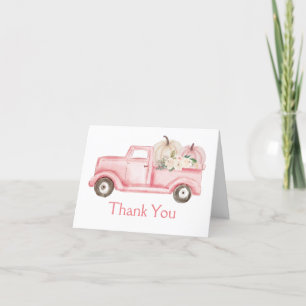 Pink Little Pumpkin Truck Baby Dusche Foto Dankeskarte