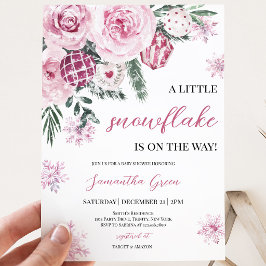 Pink Little Snowflake Babydusche Einladung