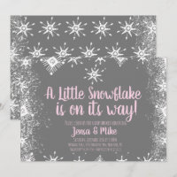 Pink Little Snowflakes Snowy Script Baby Dusche