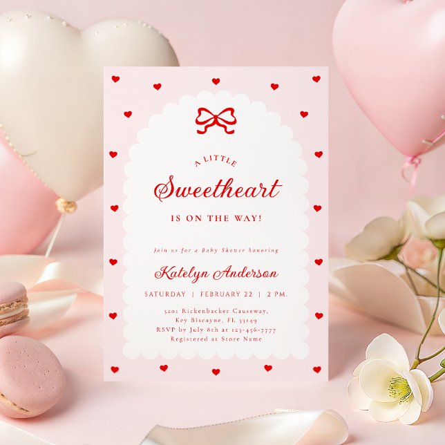 Pink Little Sweetheart Bow Baby Shower Invitation (Créateur téléchargé)