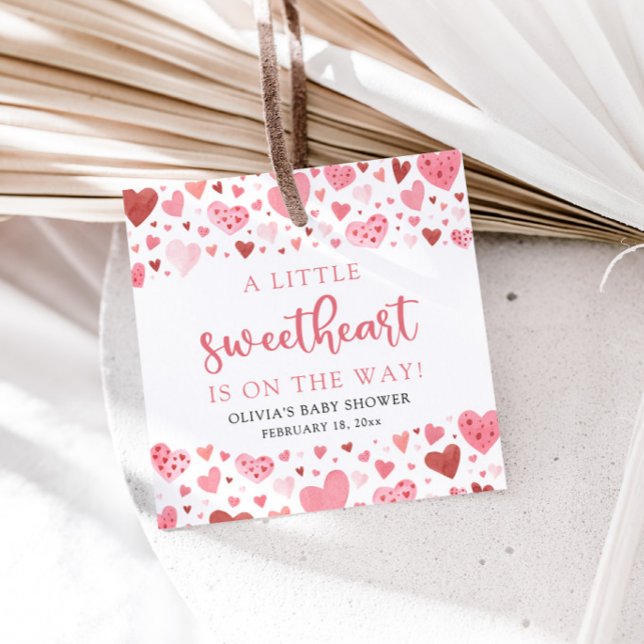 Pink Little Sweetheart Valentine's Day Babydusche Geschenkanhänger (Von Creator hochgeladen)