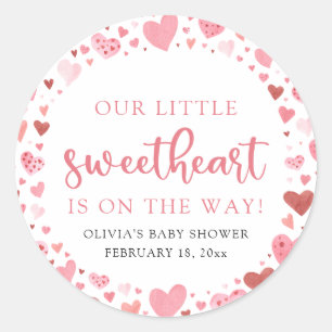Pink Little Sweetheart Valentine's Day Babydusche Runder Aufkleber