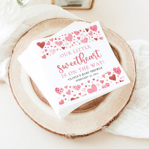 Pink Little Sweetheart Valentine's Day Babydusche Serviette