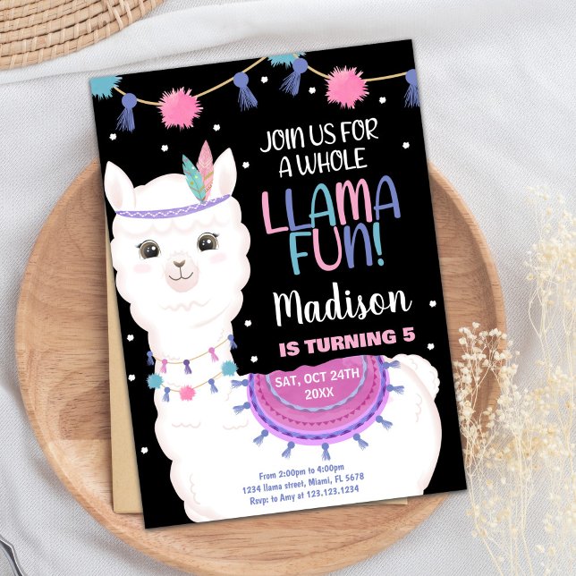Pink Llama Fun Llama Einladung zum Geburtstag (Pink Llama Fun Llama Birthday Invitations)