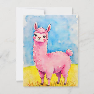Pink Llama gegen den blauen Himmel Postkarte