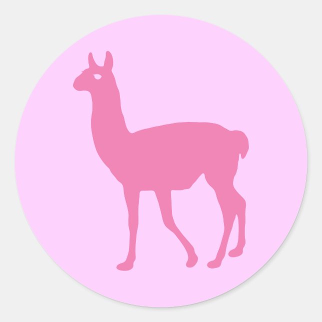 Pink Llama Runder Aufkleber (Vorderseite)