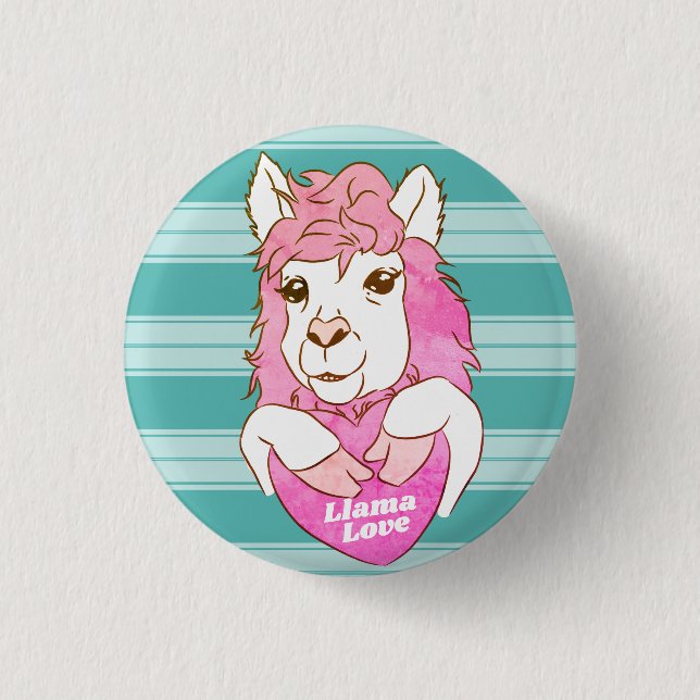 Pink Llama Sketch Llama Liebe Button (Vorderseite)