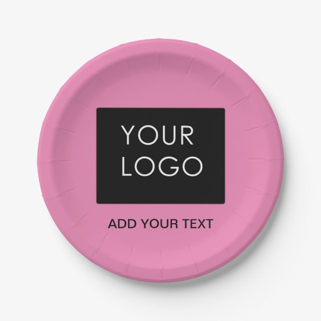 Pink - Logo für die benutzerdefinierbare Geschäfts Pappteller (Vorderseite)