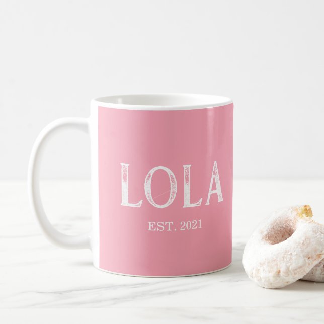 Pink Lola Jahr etabliert Kaffeetasse (Mit Donut)