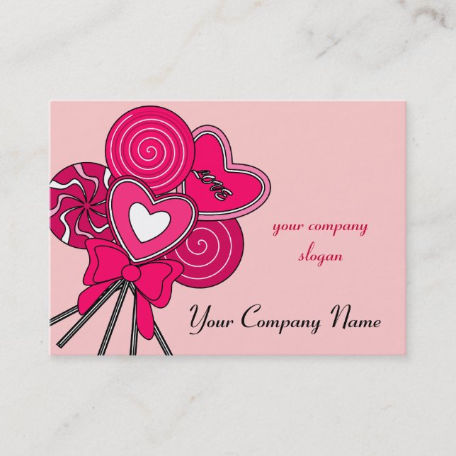 Pink Lollipop Candy Shop Bakery Business Card Visitenkarte (Vorderseite)