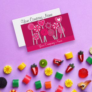 Pink Lollipop Candy Shop Bakery Carte de visite