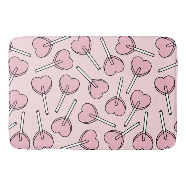 Pink Lollipops, Heart Lollipops, Lollipop Pattern Badematte (Vorderseite)