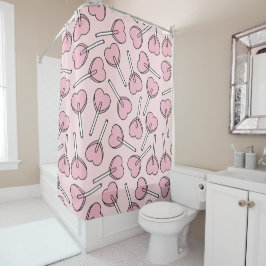 Pink Lollipops, Heart Lollipops, Lollipop Pattern Duschvorhang