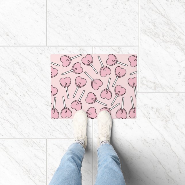 Pink Lollipops, Heart Lollipops, Lollipop Pattern Fußmatte (Indoor)