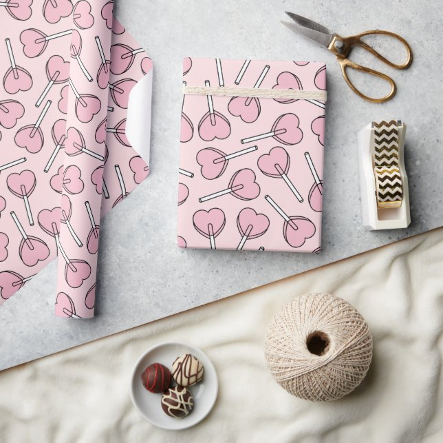 Pink Lollipops, Heart Lollipops, Lollipop Pattern Geschenkpapier (Kunsthandwerk)